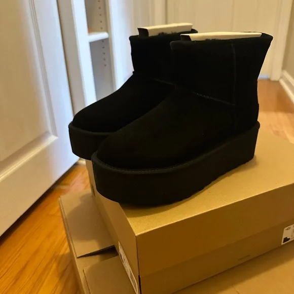 UGG Black Ankle Booties with Cozy Comfort - Picture 2 of 3
